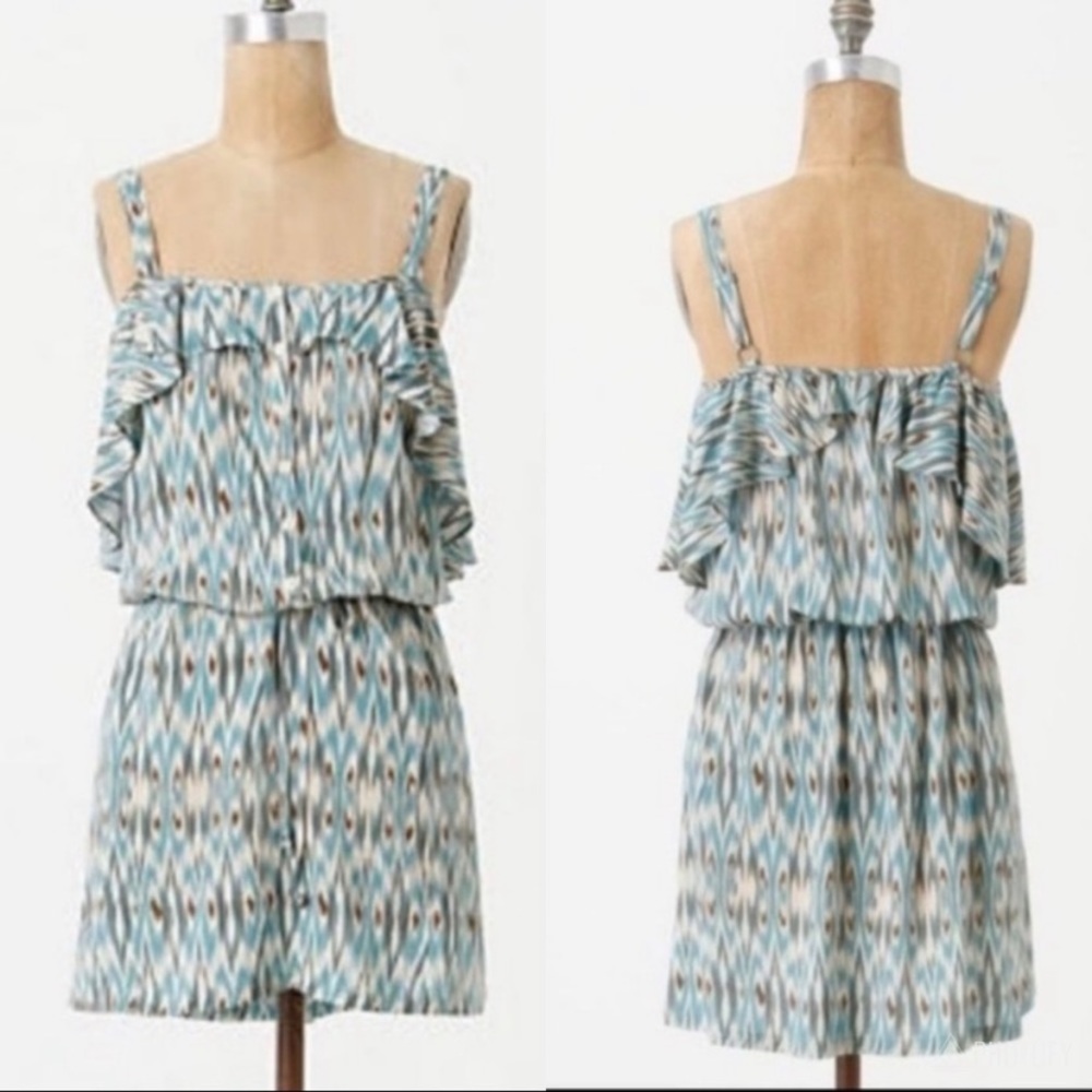 NWOT Anthropologie Lilka Ruffled Ikat Chemise Dress